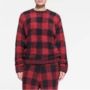 Skims Cozy Knit Buffalo Plaid Crewneck Pullover